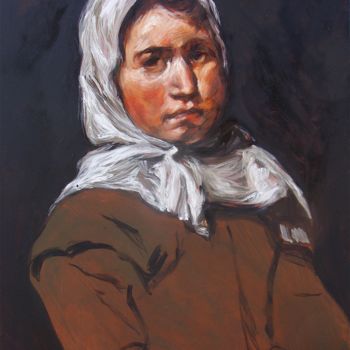 Schilderij getiteld "la Contadina" door Etzi, Origineel Kunstwerk, Olie