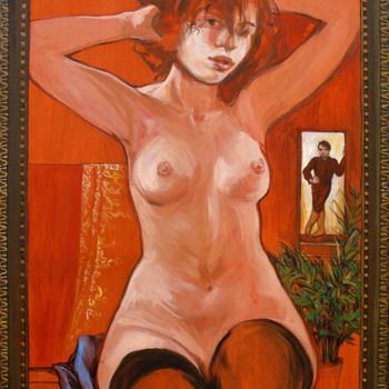 Pintura titulada "femme au miroir" por Etzi, Obra de arte original, Oleo