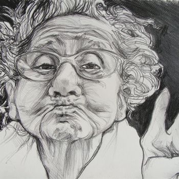 Drawing titled "cool Mamy, cool.." by Etzi, Original Artwork, Conté