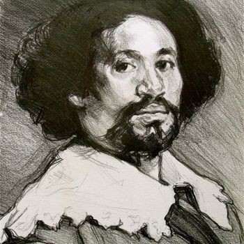 Drawing titled "Juan de Pareja" by Etzi, Original Artwork, Conté