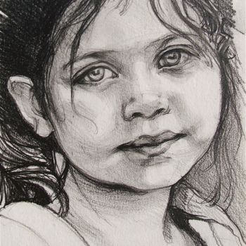 Drawing titled "chica" by Etzi, Original Artwork, Conté