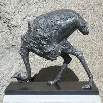 Sculpture titled "Autruche" by Eudes Volet, Original Artwork, Resin