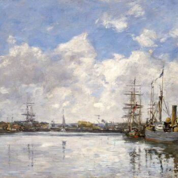 Peinture intitulée "Le Havre, The Port" par Eugène Boudin, Œuvre d'art originale, Huile