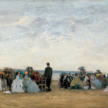 Peinture intitulée "The Beach near Trou…" par Eugène Boudin, Œuvre d'art originale, Huile