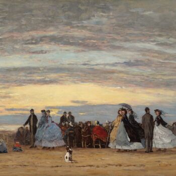 Peinture intitulée "The Beach at Viller…" par Eugène Boudin, Œuvre d'art originale, Huile
