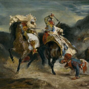 Painting titled "The Combat of the G…" by Eugene Delacroix, Original Artwork, Oil
