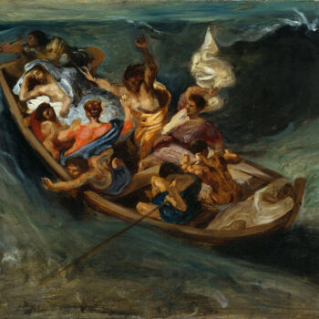 Painting titled "Christ on the Sea o…" by Eugene Delacroix, Original Artwork, Oil