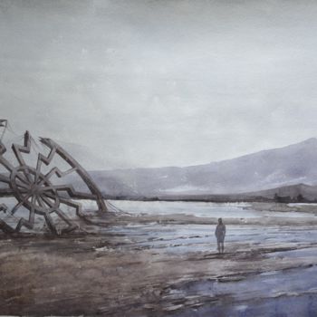 Painting titled "Black Sun" by Eugene Gorbachenko, Original Artwork, Watercolor