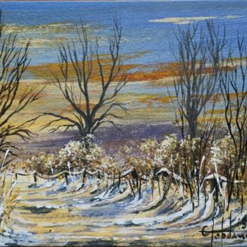 Malerei mit dem Titel "WINTER SUN" von Eugene Gorbachenko, Original-Kunstwerk, Acryl