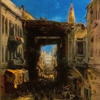 Peinture intitulée "Rue dans la casbah…" par Eugène Isabey, Œuvre d'art originale, Huile