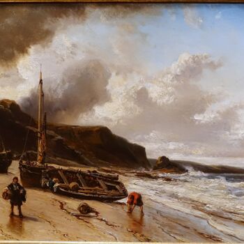 Peinture intitulée "Marine" par Eugène Isabey, Œuvre d'art originale, Huile