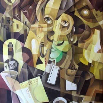 Картина под названием "In a Cafe" - Eugene Ivanov, Подлинное произведение искусства