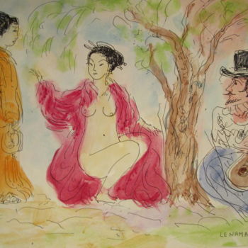 Peinture intitulée "Le namban (espagnol…" par Eugenio Otero Vilchez, Œuvre d'art originale, Encre