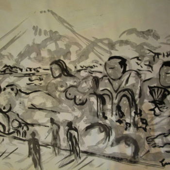 「Rêve de sumos」というタイトルの描画 Eugenio Otero Vilchezによって, オリジナルのアートワーク, インク