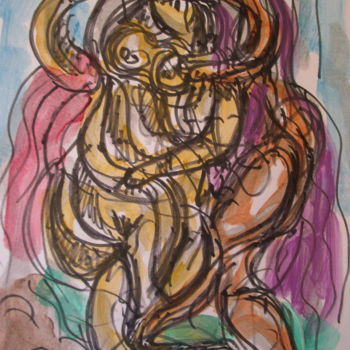 Schilderij getiteld "Amoureux grecs3" door Eugenio Otero Vilchez, Origineel Kunstwerk, Olie