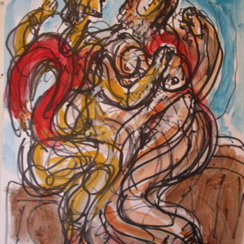 Schilderij getiteld "Amoureux grecs4" door Eugenio Otero Vilchez, Origineel Kunstwerk, Olie