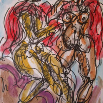 Schilderij getiteld "Amoureux grecs5" door Eugenio Otero Vilchez, Origineel Kunstwerk, Olie