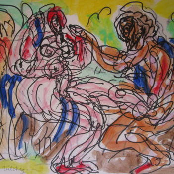 Peinture intitulée "Personnages2" par Eugenio Otero Vilchez, Œuvre d'art originale, Huile