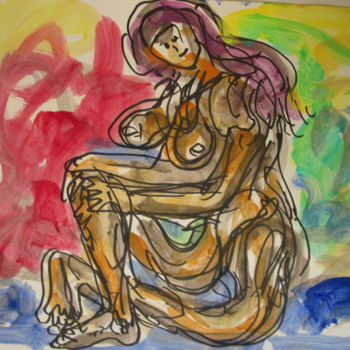 Pintura intitulada "Femme assise3" por Eugenio Otero Vilchez, Obras de arte originais, Óleo