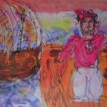 Schilderij getiteld "Marco Polo en Chine…" door Eugenio Otero Vilchez, Origineel Kunstwerk, Olie