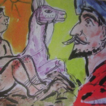 Malerei mit dem Titel "Don Quichotte en Am…" von Eugenio Otero Vilchez, Original-Kunstwerk, Öl