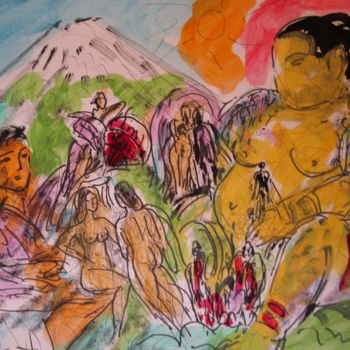 Schilderij getiteld "Sumo" door Eugenio Otero Vilchez, Origineel Kunstwerk, Olie