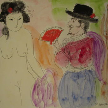 Pittura intitolato "Le namban (espagnol…" da Eugenio Otero Vilchez, Opera d'arte originale, Olio