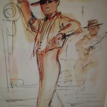Peinture intitulée "Danseur de flamenco" par Eugenio Otero Vilchez, Œuvre d'art originale, Huile