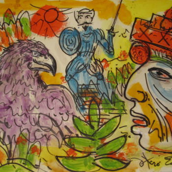 Painting titled "Don Quichotte en Am…" by Eugenio Otero Vilchez, Original Artwork, Oil