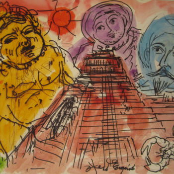 绘画 标题为“Don Quichotte en Am…” 由Eugenio Otero Vilchez, 原创艺术品, 油