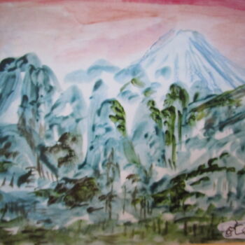 Schilderij getiteld "le mont Fuji 2" door Eugenio Otero Vilchez, Origineel Kunstwerk, Olie