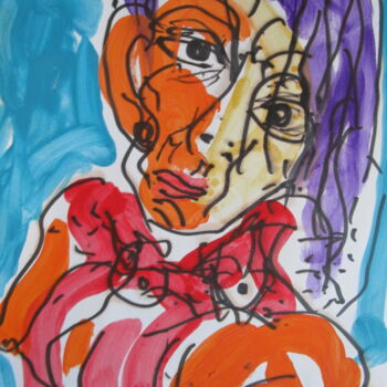 Malerei mit dem Titel "Une femme assise" von Eugenio Otero Vilchez, Original-Kunstwerk, Öl