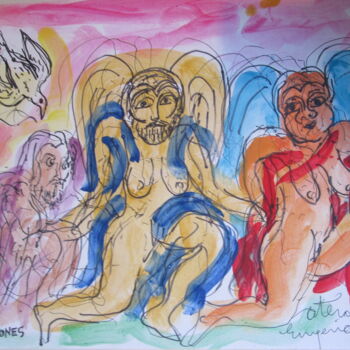 Malerei mit dem Titel "Les Gorgones" von Eugenio Otero Vilchez, Original-Kunstwerk, Öl