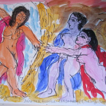 Malerei mit dem Titel "Demeter accueille P…" von Eugenio Otero Vilchez, Original-Kunstwerk, Öl