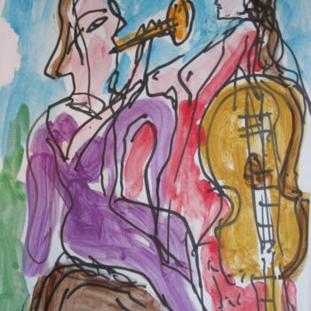 Peinture intitulée "Musicien" par Eugenio Otero Vilchez, Œuvre d'art originale, Huile