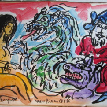 Pintura intitulada "Marco Polo en Chine…" por Eugenio Otero Vilchez, Obras de arte originais, Óleo