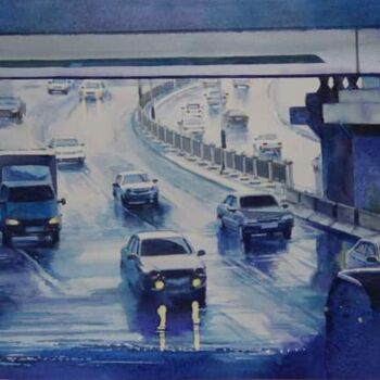 "Road. Rain..." başlıklı Tablo Eugene Panov tarafından, Orijinal sanat, Suluboya