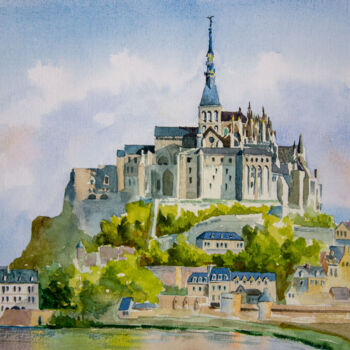"Mont-Saint-Michel,…" başlıklı Tablo Eugene Popov tarafından, Orijinal sanat, Suluboya