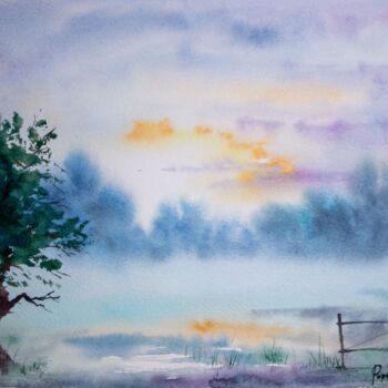 "A tree in the fog o…" başlıklı Tablo Eugene Popov tarafından, Orijinal sanat, Suluboya