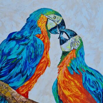 Painting titled "" The love is in th…" by Eugenia Chicu Touma, Original Artwork, Acrylic Mounted on Wood Stretcher frame
