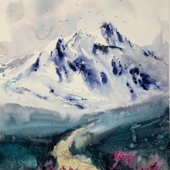 Peinture intitulée "Mountainscape #18" par Eugenia Gorbacheva, Œuvre d'art originale, Aquarelle