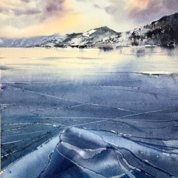 Painting titled "Lake Baikal #4" by Eugenia Gorbacheva, Original Artwork, Watercolor