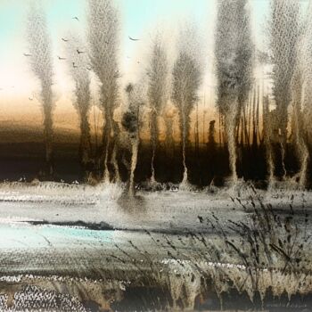 Картина под названием "Abstraction. Trees." - Eugenia Gorbacheva, Подлинное произведение искусства, Акварель