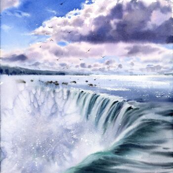 Schilderij getiteld "Niagara Falls" door Eugenia Gorbacheva, Origineel Kunstwerk, Aquarel