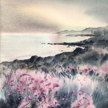 Painting titled "FLOWER COAST" by Eugenia Gorbacheva, Original Artwork, Watercolor