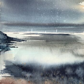 Картина под названием "ABSTRACTION. SEA. #2" - Eugenia Gorbacheva, Подлинное произведение искусства, Акварель