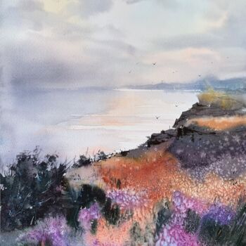 Peinture intitulée "FLOWERS AND SEA. CY…" par Eugenia Gorbacheva, Œuvre d'art originale, Aquarelle