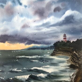 Painting titled "BEFORE THE STORM. L…" by Eugenia Gorbacheva, Original Artwork, Watercolor