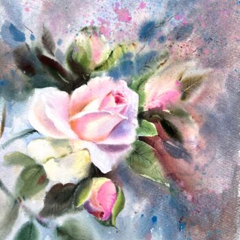 Ζωγραφική με τίτλο "Rose" από Eugenia Gorbacheva, Αυθεντικά έργα τέχνης, Ακουαρέλα