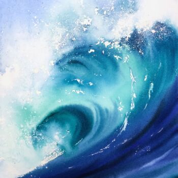 Painting titled "Wave #4" by Eugenia Gorbacheva, Original Artwork, Watercolor